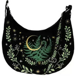 Dark Gothic Witch Plant Embroidered Flannel Shoulder Underarm Bag, Vintage Large Capacity Crossbody Bag,  Bags for Women