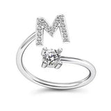 LATS Zircon Initial A-Z Letter Rings for Women Girl Adjustable Opening Ring Name Alphabet Female Wedding Fashion Jewelry Gift