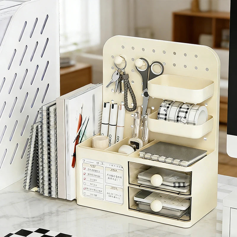1 Pcs Desktop Perforated Board Storage Box Stationery Sorting Rack Desk Office Cosmetics Storage Rack Pen Holder