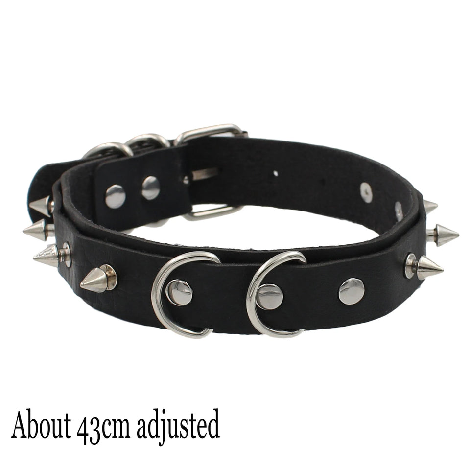 Woman Black Punk Choker Collar Necklace Sexy PU Leather Heart Lock Key Spike Chocker Gothic Cosplay Accessories Party Jewelry