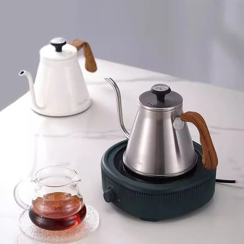 1.2L Pour Over Coffee Kettle - 304 Stainless Steel, Long Spout with Temperature Control, Suitable for Open Flame & Tea Brewing