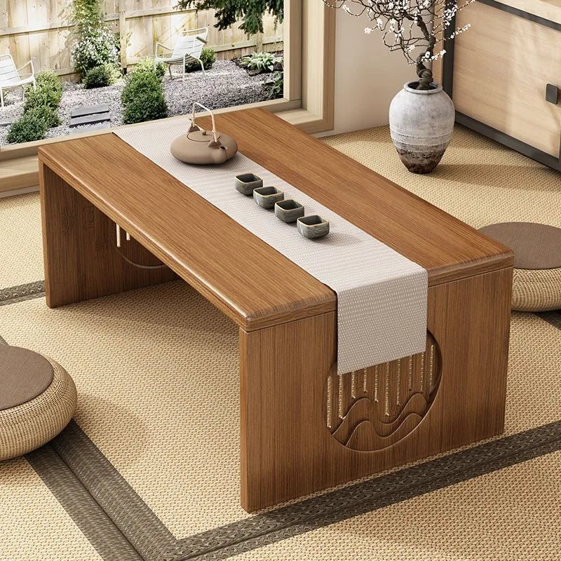 Japanese Style Pure Bamboo Foldable Coffee Table Real Wood Tatami Low Sitting Floor Mat Small Tea Table Window Seat Table