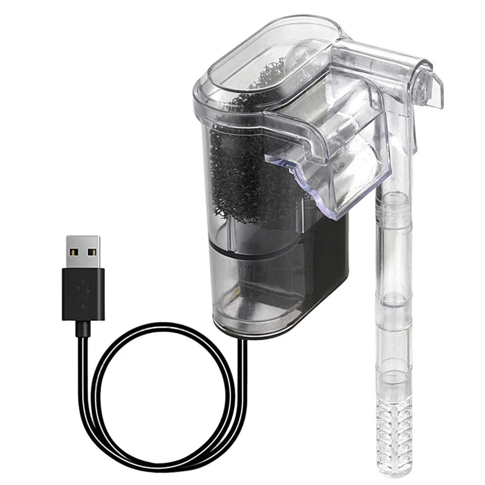 Fish Tanks Suspended Filter 2.5W 250H/L Hang Up Filter Oxygen Water Pump USB Mini Filter Aquarium Fish Tank Filter Water Purifie