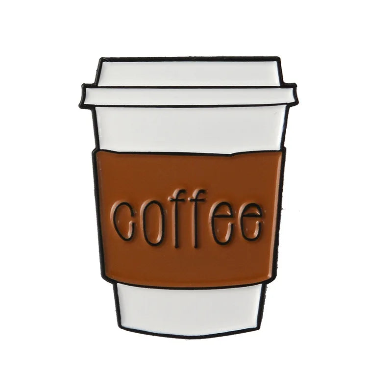 Coffee Maker Enamel Brooch Coffee Bean Grinder Coffee Kettle Cup Bag Barista Badge Punk Lapel Coffee Collection Pin Jewelry Gift