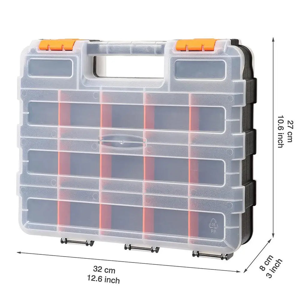 Hardware Organizer Box 34 Compartments Organizer W/ Removable Dividers Double Side Screw Organizer For Nuts, Bolts Screws Nails