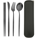 4pcs Stainless Steel Cutlery Set With Storage Box Black Gold Portable Cutlery Set For Home Kitchen Dining Household Tableware