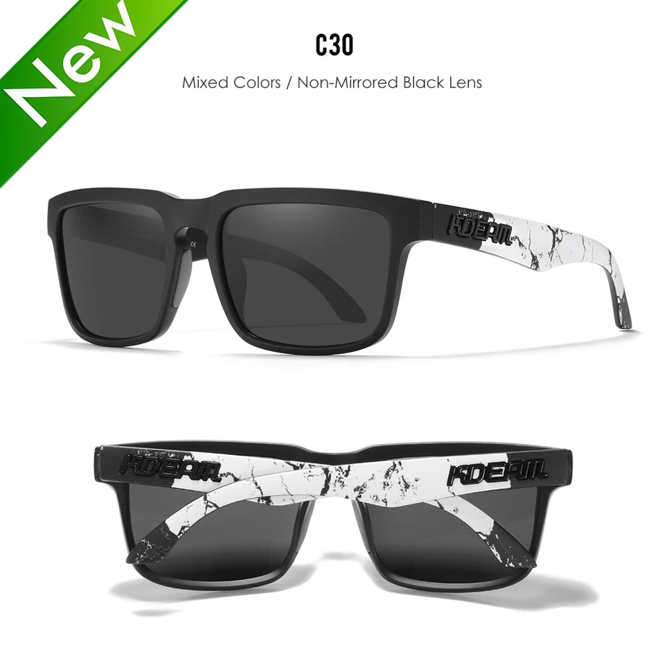 KDEAM New Arrivals Fashion Square Polarized Sunglasses For Men And Women Fishing Sun Glasses Colorful Lens With Hard Case