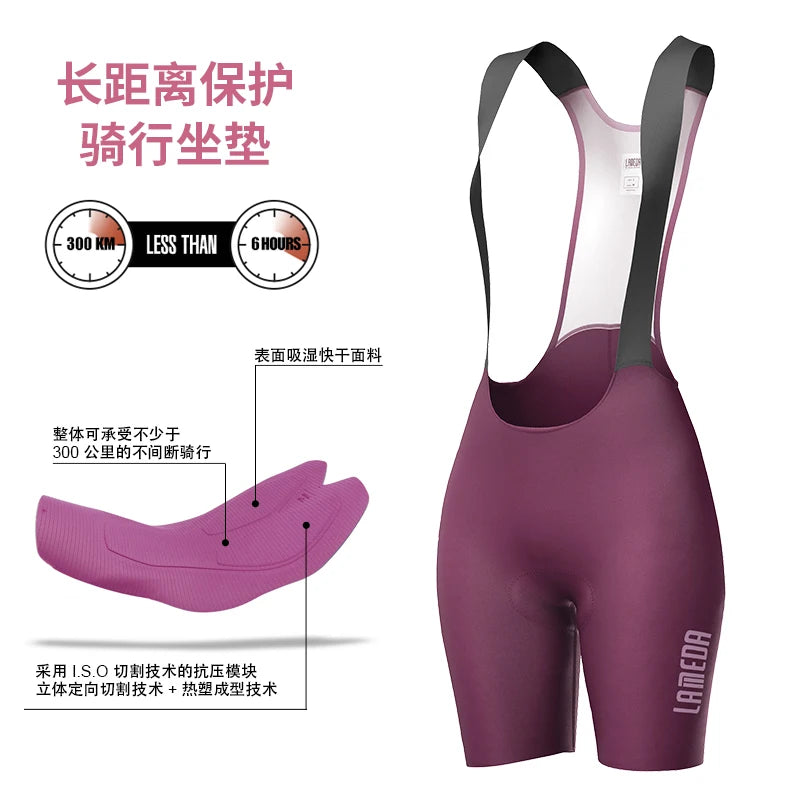Lameda Bib Pants Shorts Women Cycling Seamless Breathable Cycling Bibs With Comfortable Pad Women's Cycling Shorts