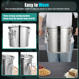 12L Stainless Steel Cereal Container Metal Kitchen Rice Oil Storage Bucket Airtight Durable Corrosion Resistant for Flour Cereal