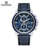 Original NAVIFORCE Business Luxury Leather Strap Men Watches Sports Chronograph Watch for Man 3ATM Waterproof Quartz Wristwatch