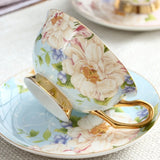 1Pc Euro Style Bone China Cup& Saucer Set, Ceramic Tea Coffee Cup for Home Kitchen Wedding