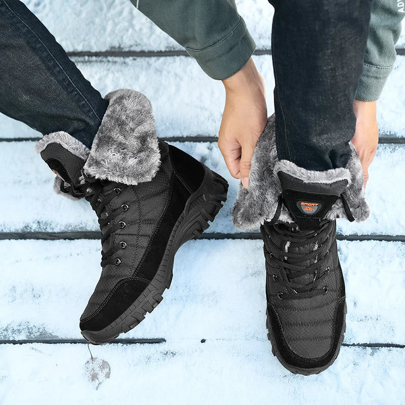 New Winter Waterproof High Top Men Boots Plush Warm Snow Boots Men Sneakers Ankle Boots Outdoor Men's Desert Boots Botas Hombre