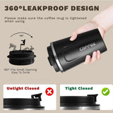  Stainless Steel Coffee Mug Travel Double Leak Proof Car Thermos Cup Tea Coffee Mug Reusable Hot Cold Drinks Insulated Cup