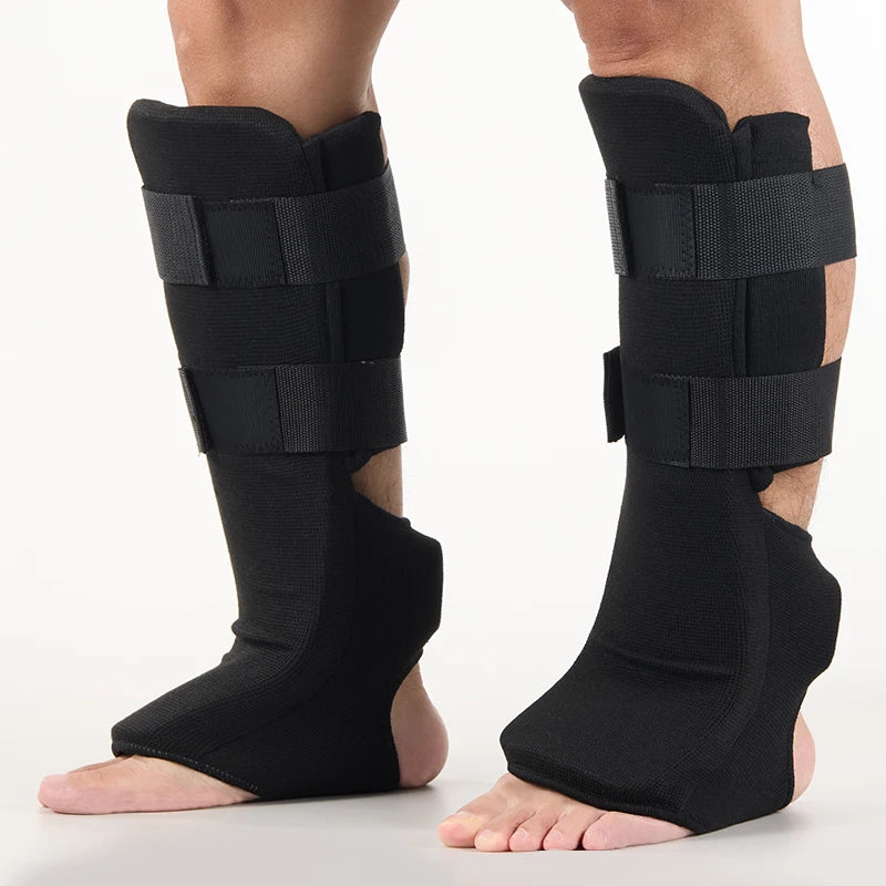 Youth/Adult Kids MMA Boxing Shin Guards Instep Kickboxing Ankle Support Equipment Karate Protectors Sanda Muay Thai Leggings DEO