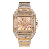 Unique Cool Brand Designer Watches For Men Hip Hop Diamond Fashion Alloy Band Date Golden Quartz Watch Montres de Marque de Luxe