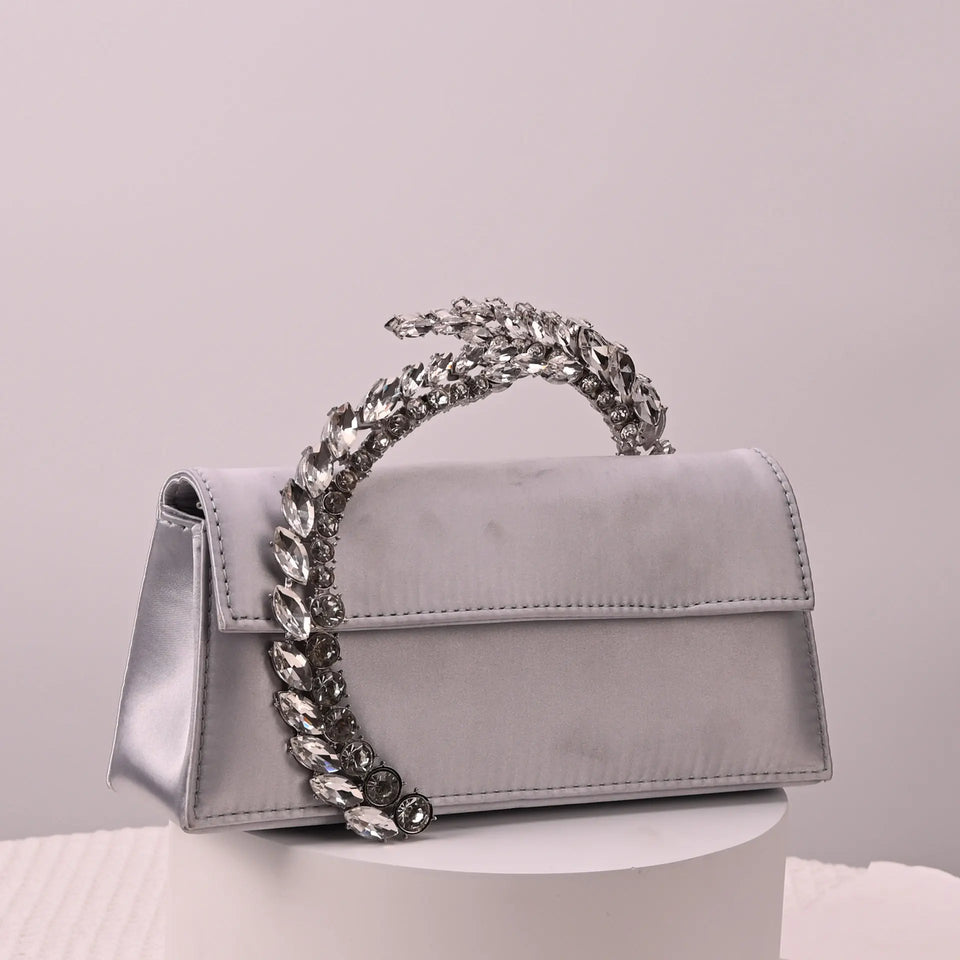 Luxury Diamond Evening Bag Clutch Satin Women Designer Handbags Crystal Silk Shoulder Crossbody Bags for Women Wedding Box Bag