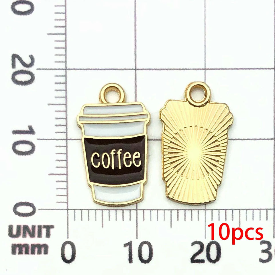 10/20pcs Coffee Charms Alloy Coffee Cup, Coffee Bean Design Pendants for DIY Bracelet Necklace Jewelry Making Accessories