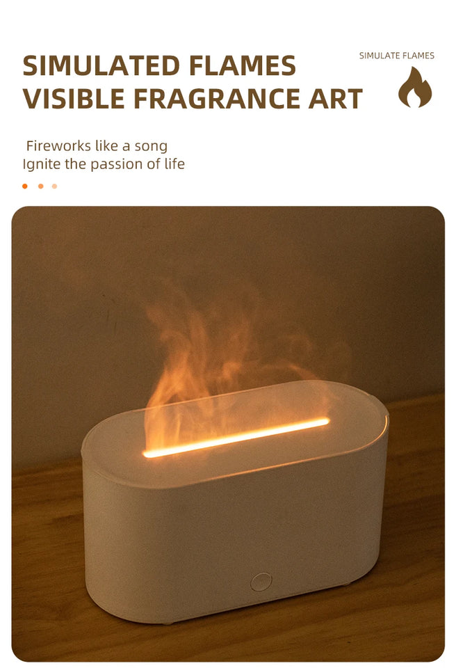HY02 Flame Aromatherapy Humidifier with Anti-Dry Burn Feature Colorful Lights Silent Mist Moisturizing And Humidifying Function