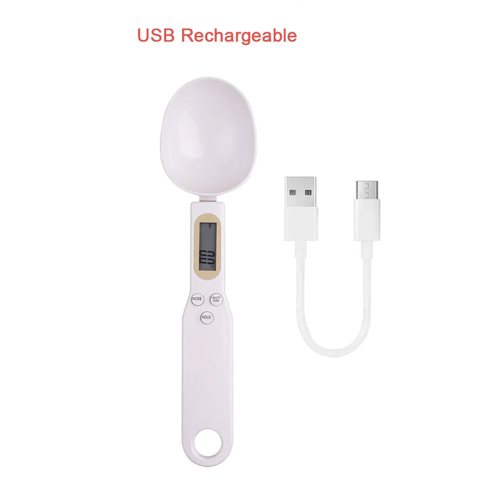 USB Recharge Kitchen Scale 500g/0.1g LCD Digital Measuring Food Flour Spoon Scale Mini Kitchen Tool for Milk Coffee