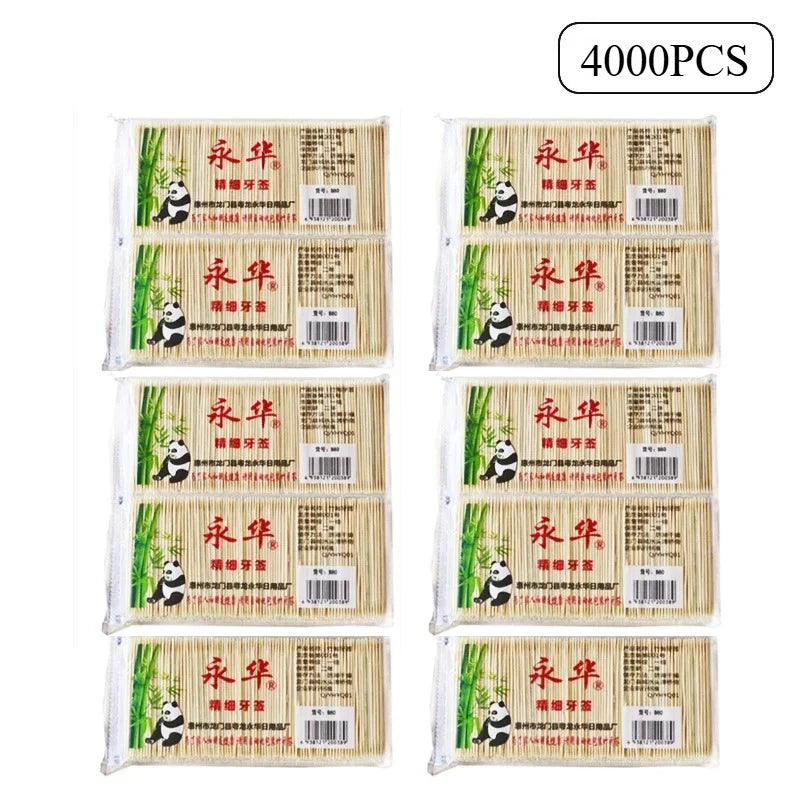 4000 Pcs Multi-purpose Disposable Double-Headed Bamboo Thin Toothpicks for Restaurants Hotels Household Commercial Toothpicks