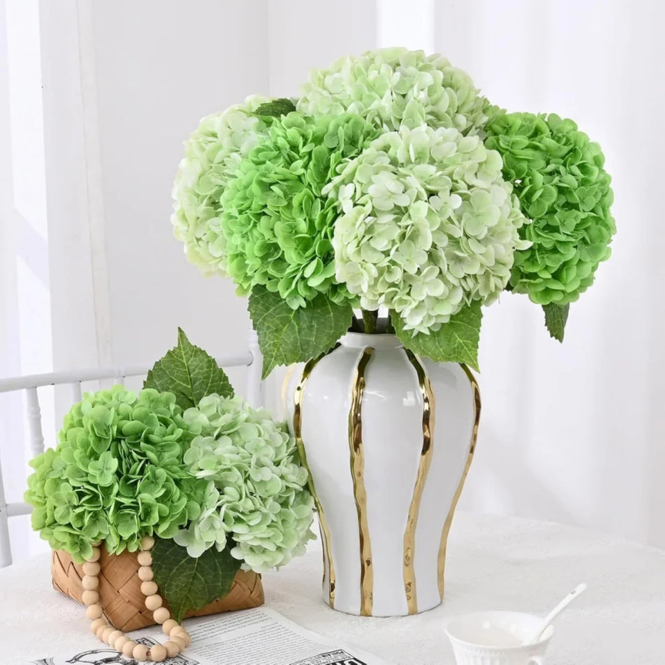 4pcs Large Hydrangea Artificial Flowers Blue Green Artificial Hydrangea Flower Branches Wedding Bouquet Flower 45cm/17.71in