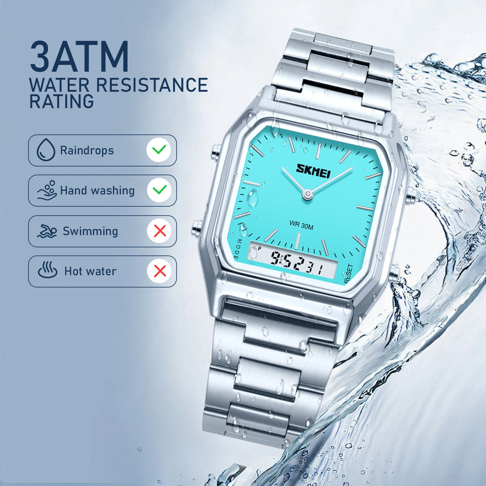 SKMEI Creative Dual Display Digital Electronics Watch Waterproof Quartz Watches For Men Women Students 3Time Luminous Wristwatch