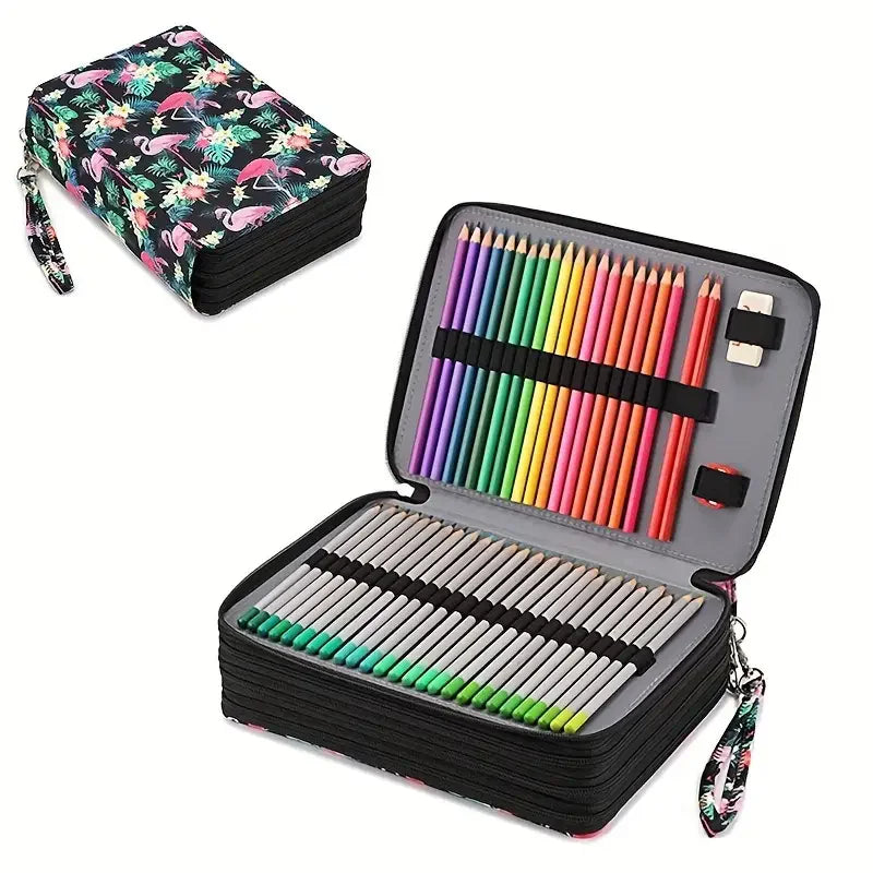 200 hole portable canvas pencil case, pencil stationery shockproof storage bag, large capacity stationery box