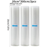 3 rolls of 3m vacuum sealed bag, free of bisphenol A, seven layer co extruded diamond grain food packaging bag