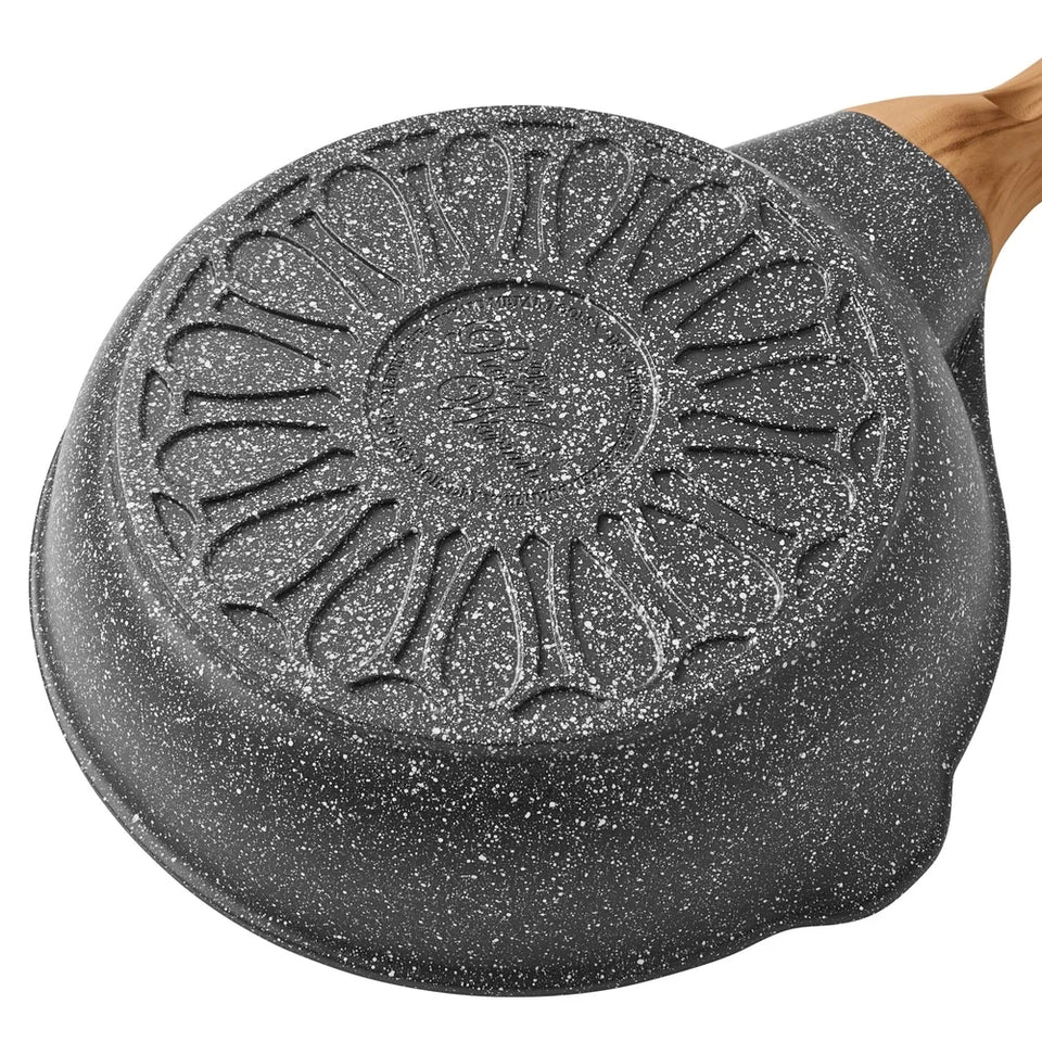 Cast Aluminum 8In Fry Pan Nonstick Durable Kitchen Cookware Easy Cleanup Oven Safe Dishwasher Safe Charcoal Speckle Finish