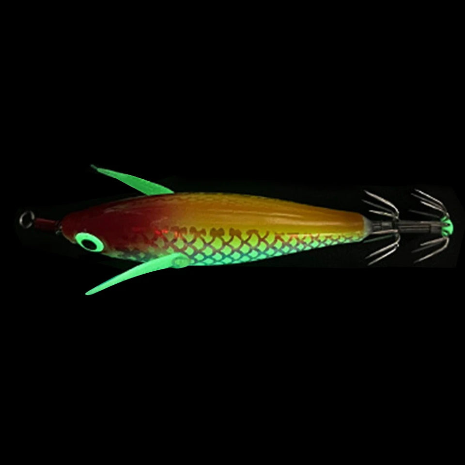 Luminous Squid Hook Squid Fishing Lure with 3D Eyes Cuttlefish Attracting Lure Glow In The Dark Squid Bait for Night Fishing