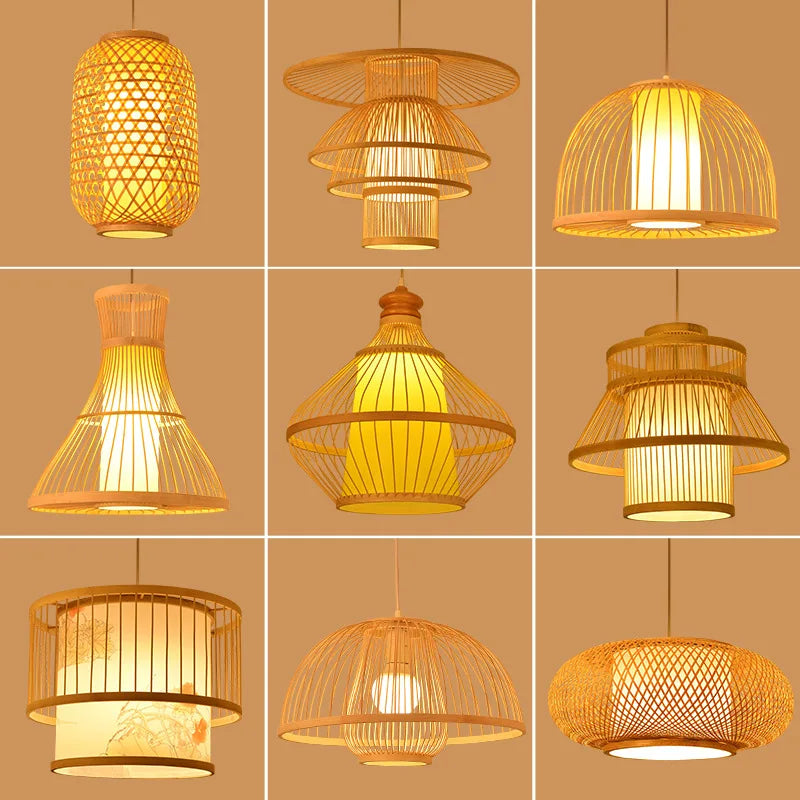 Bamboo Artwork Chandelier Lantern Tea Room Restaurant Restaurant Hot Pot Restaurant Japanese Style Retro Zen