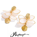 Yhpup Resin Acrylic Flower Petal Drop Earrings 2026 Stainless Steel New Arrivals Popular Spring Summer Charming Handmade Jewelry