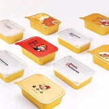 Aluminum Foil Lunch Box Gold Sealed Disposable Takeaway Packaging Commercial Resistant Tin Paper Box With Lid