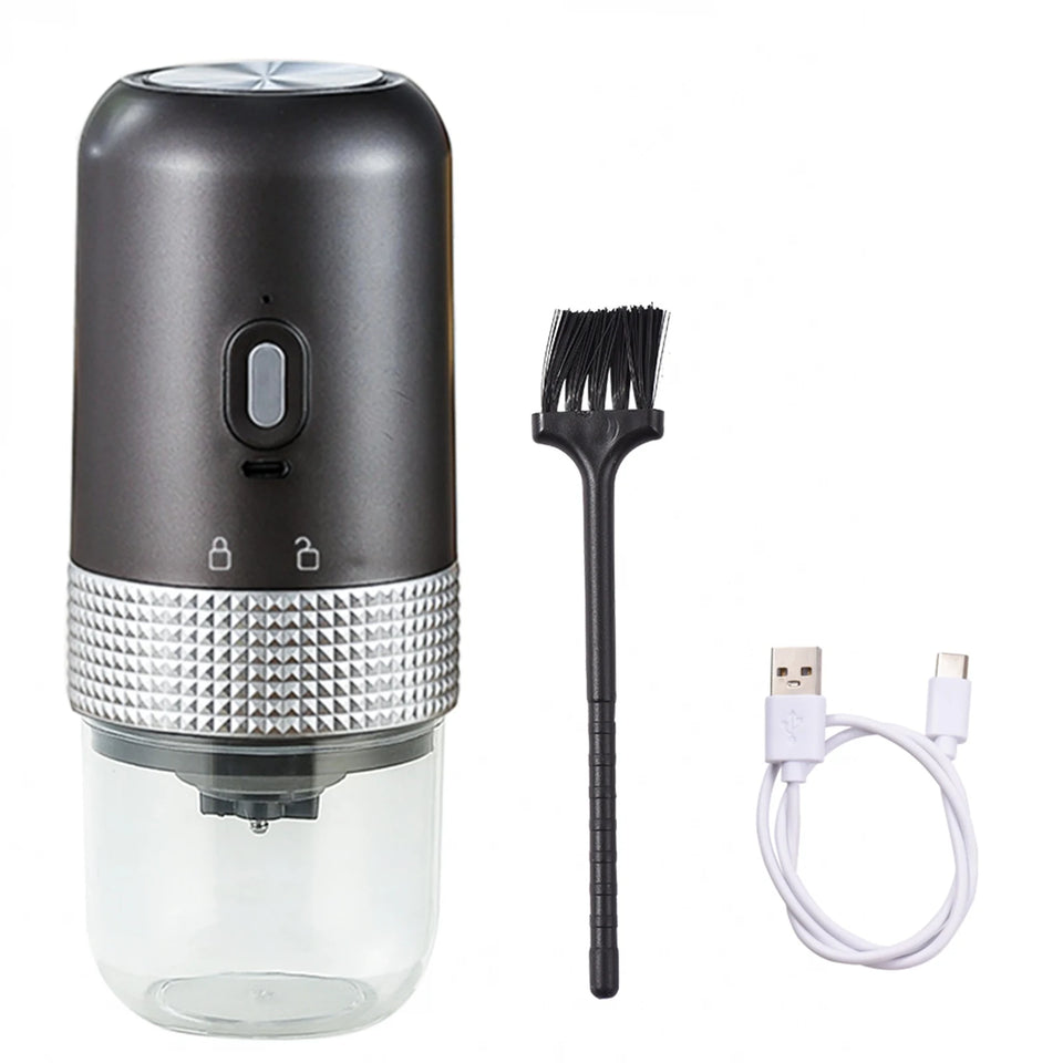 Portable Electric Burr Coffee Grinder 13W 200ml USB Rechargeable Adjustable Setting Cordless Coffee Bean Grinder with Cleanin
