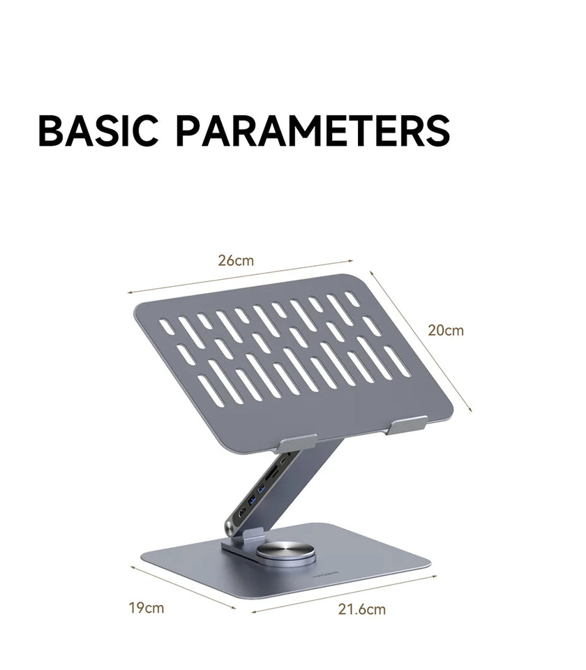 Hagibis Adjustable Aluminum Laptop Stand for Desk with USB C Dock Ergonomic Laptop Riser USB C Hub For Macbook Windows Notebook