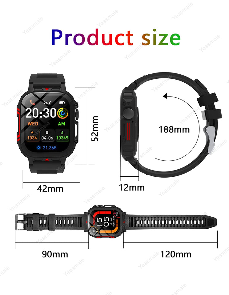 New Outdoor Smartwatch Men Women Bluetooth Call Heart Rate Health Monitor Military Watches GPS track Sports Fitness Smart Watch