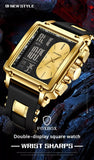 LIGE Fashion Square Digital Watch Men Casual Sports Waterproof Men's Quartz Wristwatch FOXBOX Top Brand Luxury Chronograph Watch