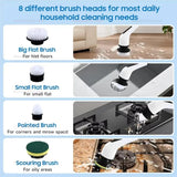 Electric Spin Scrubber Cordless Waterproof 9-in-1 Cleaning Brush with Adjustable Extension Handle for Tub Tile Floor Bathroom