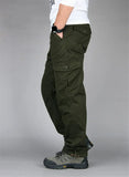 Camping Hiking Pants Men Cargo   Cotton Overalls Straight  Trousers Multi-Pocket Baggy  Slacks Pants