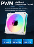 COOLCIRC PC Case Fan 120mm ARGB  Mirror Cycle Light Effect CPU Cooler Fan 4PIN PWM 58.36CFM Fan for Computer Water Cooler