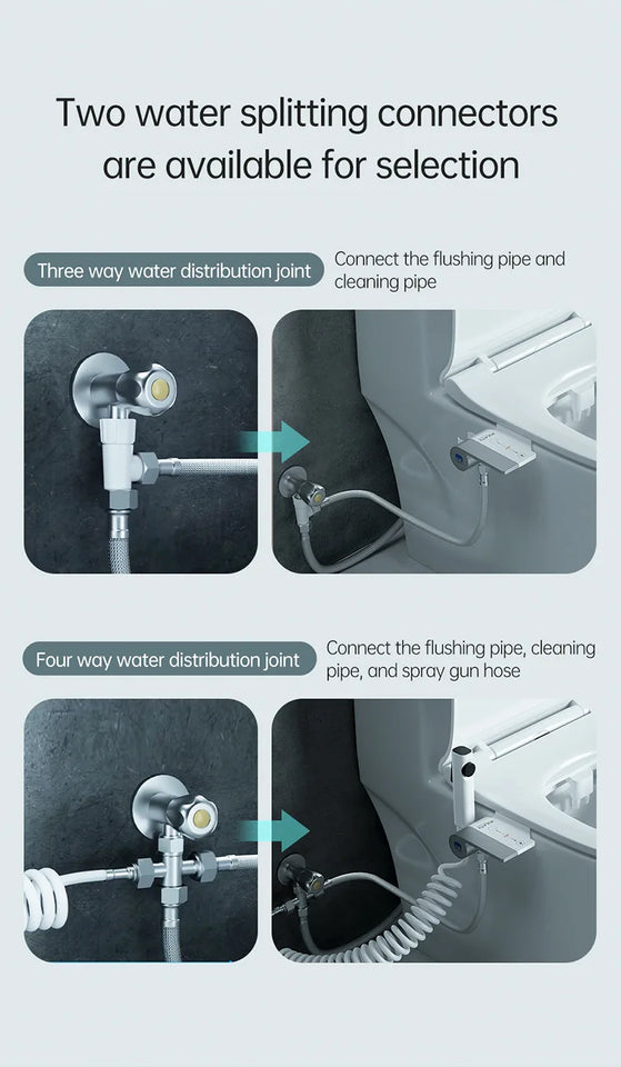 Bidet Attachment Ultra-Slim Toilet Seat Attachment Dual Nozzle Bidet Adjustable Water Pressure Non-Electric Ass Sprayer
