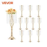 VEVOR Tall Crystal Wedding Flower Stand Metal Wedding Centerpiece Vase Gold Flower Holders Floral Display Rack for Wedding