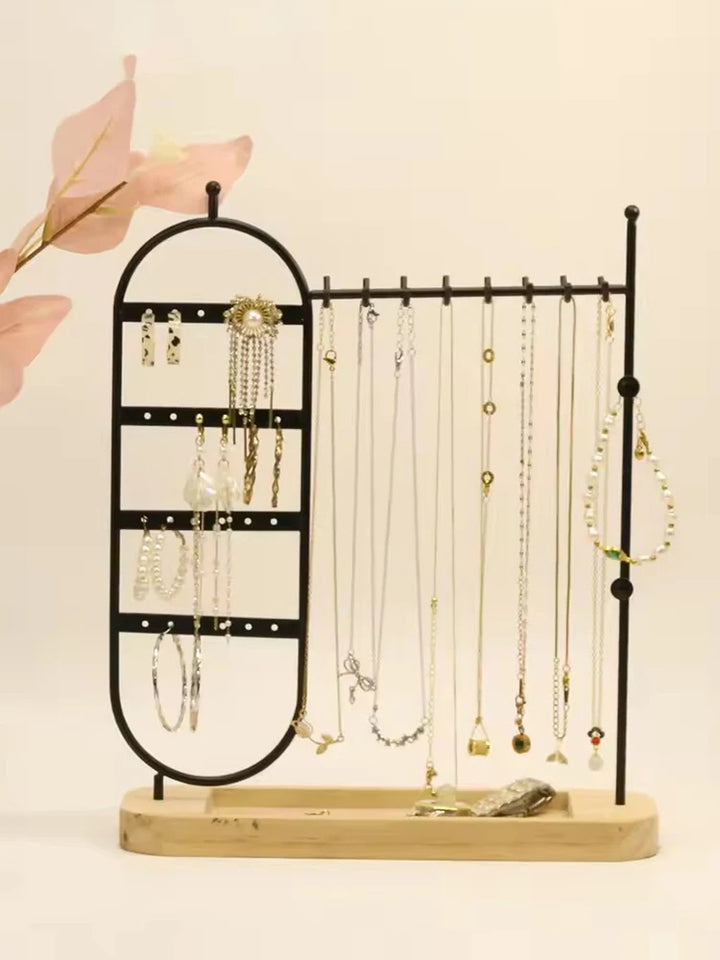 1 desktop solid wood base jewelry rack suitable for organizing and storing watches, earrings, bracelets, necklaces, etc