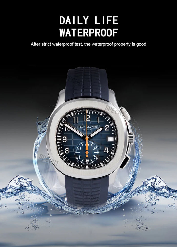 New Arrivals Specht&Sohne Brand Men Quartz Watches 40MM Rose Gold Stainless Steel  Male Functional 5167 Sports Wristwatch 5Bar