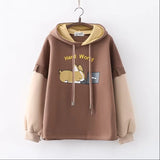 Harajuku Funny Women Hoodies 100% Cotton Winter Plus Fleece Cute Pink Anime Sweatshirt Teen Girl Kawaii Long Sleeve Y2K Hoodie