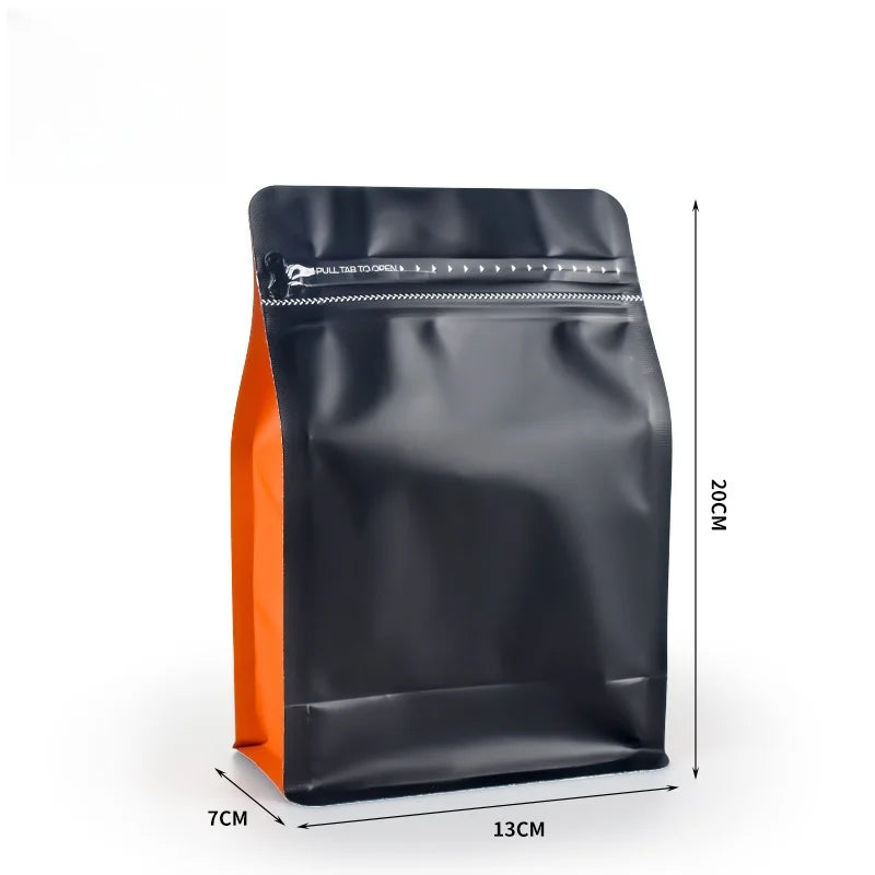 StoBag 50pcs 250g Coffee Beans Packaging Bag with Valve Aluminum Foil Heat Sealing for Powder Tea Nuts Storage Reusable Pouch
