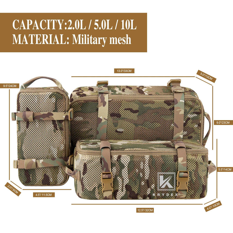 KRYDEX Tactical Modular Pouch Set Outdoor Backpack Organizer Travel Suitcase Packing Cubes Hunting Gear