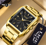 LIGE Fashion Business Watch Men Square Sport Waterproof Watches For Men Top Brand Luxury Military Quartz Chronograph Wristwatch