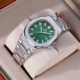 OGEDA 2024 new 40MM square men's quartz watch glass stainless steel waterproof 3Bar luminous C3 reloj hombre watches for men