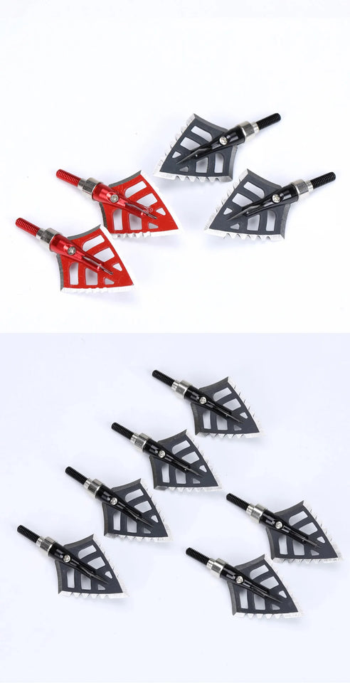 6Pcs Archery Hunting Aluminum Broadheads 4-blade Arrow Heads Points Tips Shooting 100 Grain Broadheads